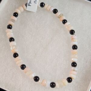 Pink Opal And Black Onyx Stretch Bracelet